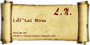Létai Nina névjegykártya
